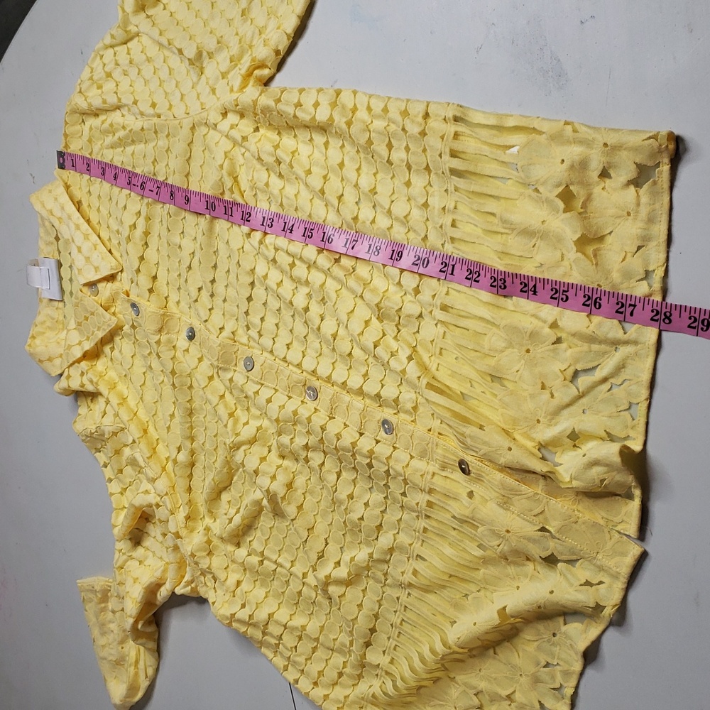 Alfred Dunner Womens Floral Polka Dot See Through Tunic Top Yellow Size 2X Boho - Picture 10 of 16